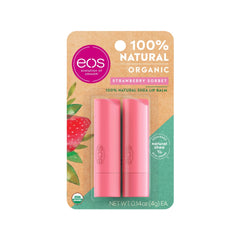 Eos Natural and Organic Lip Balm Strawberry SorbetFor Sensitive Skin, All Day Moisture 2Pack