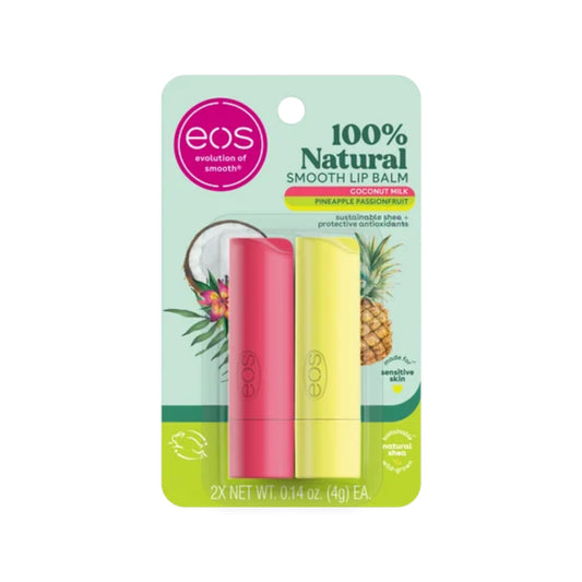 Eos Natural Lip Balm Coconut Milk and Pineapple Passionfruit All Day Moisture 2Pack