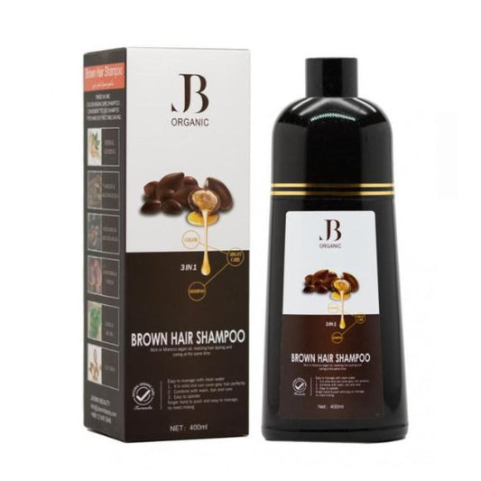 JB Organic 3 in 1 Argan Oil Hair Dye Shampoo Brown 400ML