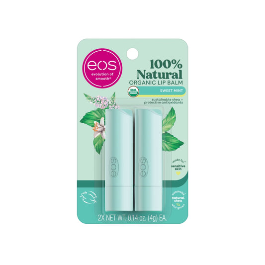 Eos Natural and Organic Lip Balm Sticks Sweet Mint For Sensitive Skin 2Pack