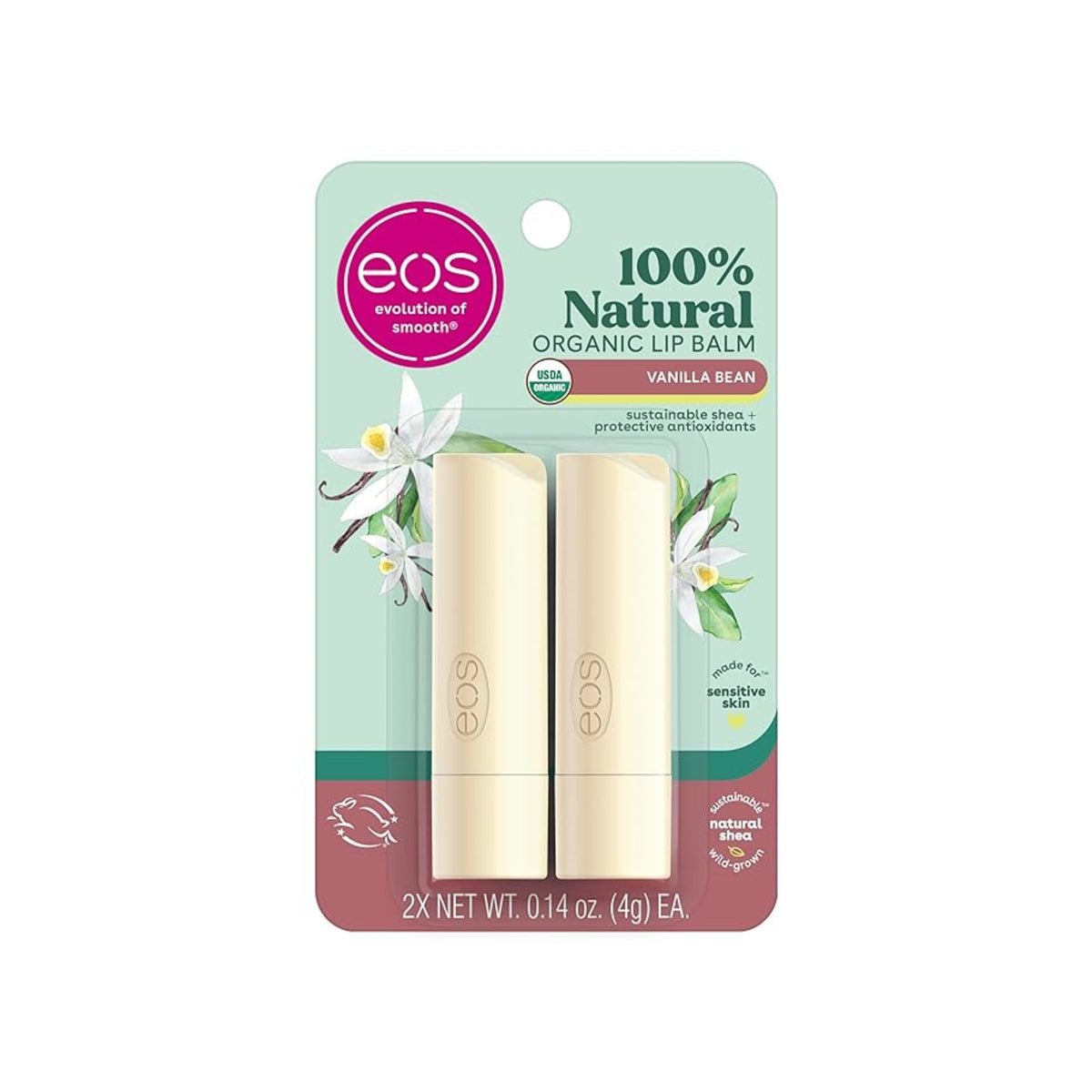 Eos Natural and Organic Lip Balm Sticks Vanilla Bean 2Pack