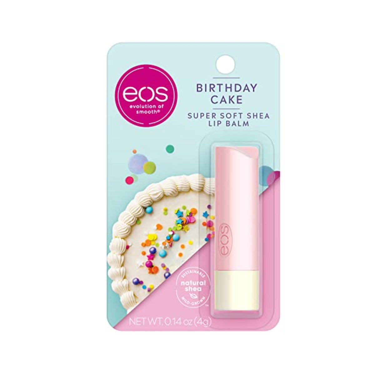 eos Natural Shea Lip Balm - Birthday Cake Dermatologist Recommended for Sensitive Skin