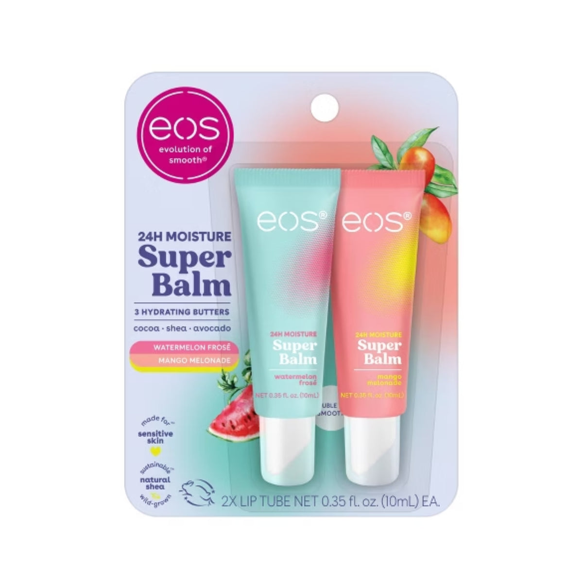 Eos 24H Moisture Super Balm Watermelon Frose and Mango Melonade Lip Mask Treatment For Sensitive Skin